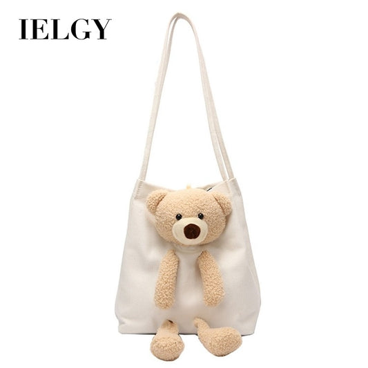 IELGY Summer popular bear canvas fashion portable all-match one-shoulder canvas ladies bag