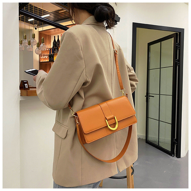 IELGY Ladies summer western style  One Shoulder Underarm Bag Solid Color Snap Button Square Bag for Women's Street Fashion