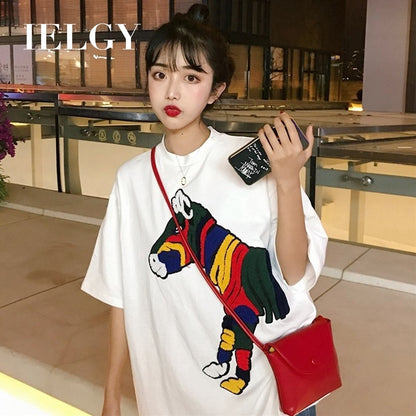 IELGY Large version of ins short-sleeved t-shirt female Korean loose mourning mschf clothes