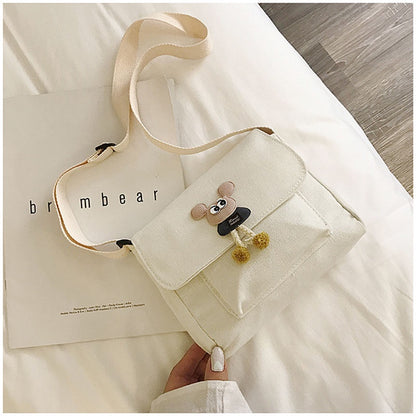 IELGY Korean version canvas bag multi-color optional all-match yellow shoulder bag cartoon crossbody Bag women small fresh