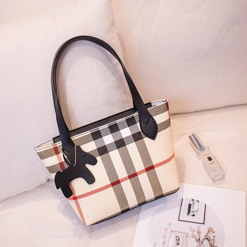 IELGY Change Storage Scottish check Everyday Fashion Light Makeup Brown small bag Print Women's handbag