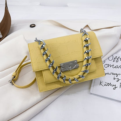 IELGY Women's bag square bag Exquisite shoulder strap solid color Comfortable handy chain one shoulder Fashion version portable Crossbody Ladies shoulder bag