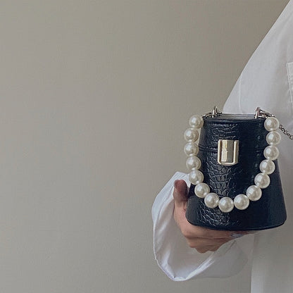 IELGY niche cylinder pearl chain elegant crossbody mini bag