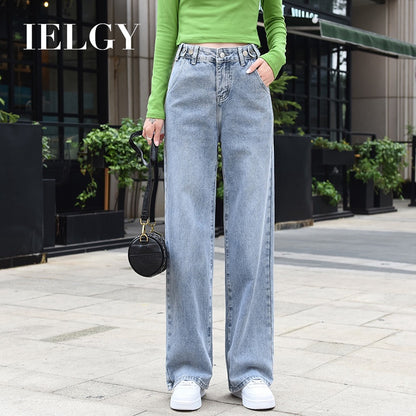 IELGY High waist draped wide leg pants jeans women loose loose thin straight