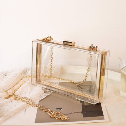 IELGY Transparent acrylic bag hot sale ladies square bag shoulder chain bag