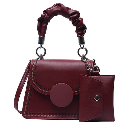 IELGY Women's bag casual black PU portable one shoulder all-match square crossbody fashion