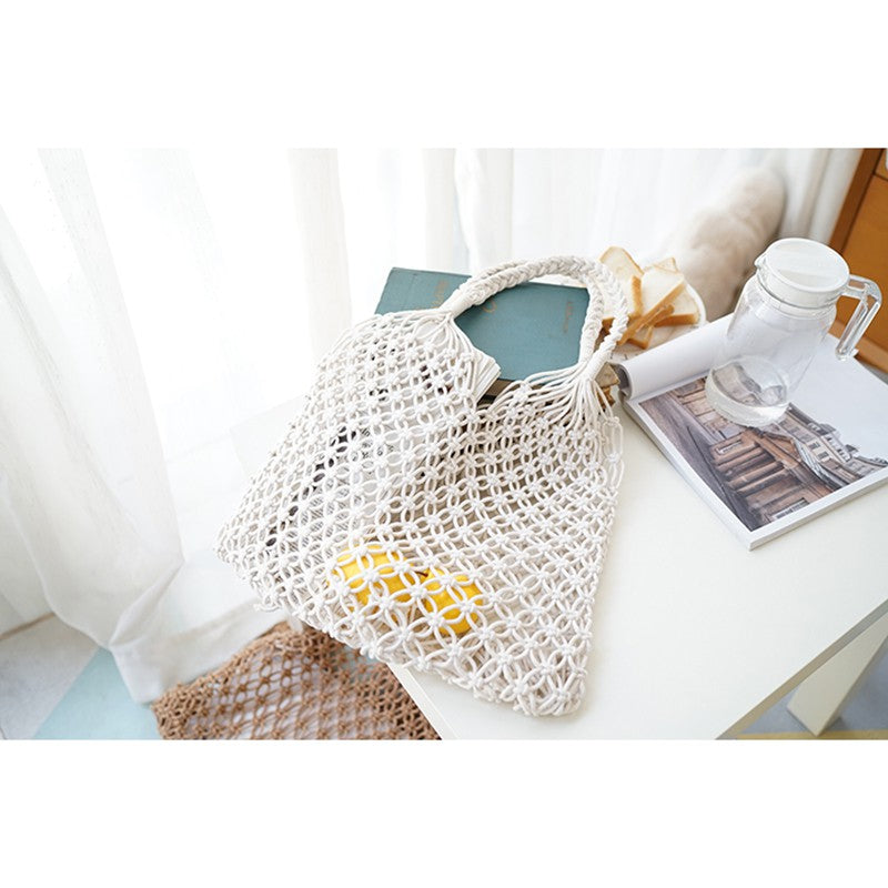 IELGY net woven bag vacation beach bag handbag Fashion