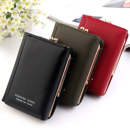 IELGY short wallet ladies small wallet Korean coin purse multi-card personalized leather bag women