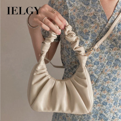 IELGY Ladies armpit bag fold cloud bag shoulder messenger bag niche texture handbag
