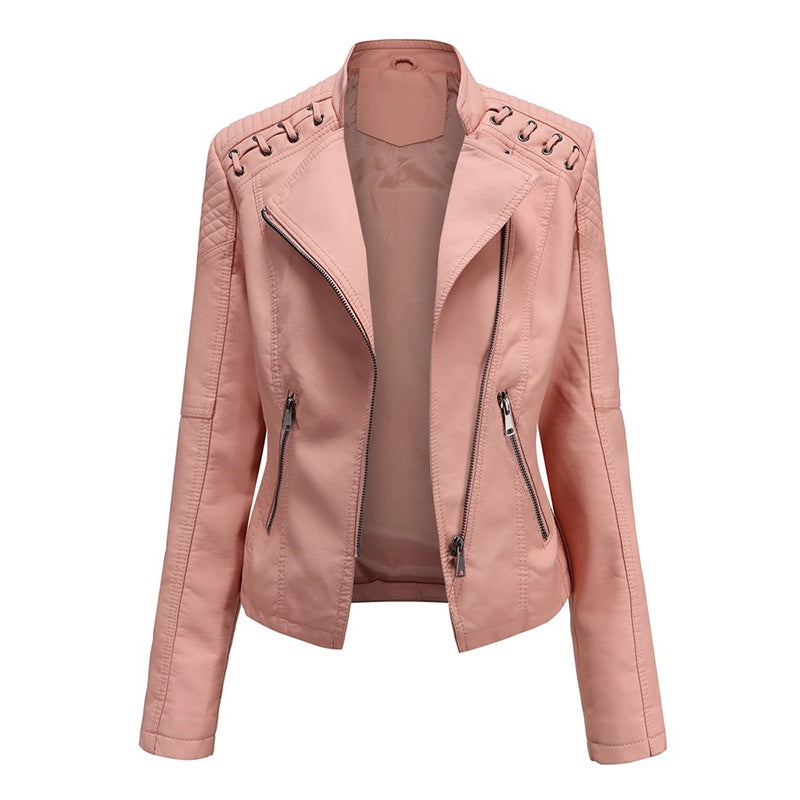 IELGY new spring and autumn women's leather jacket women's short jacket slim thin leather jacket ladies motorcycle clothing