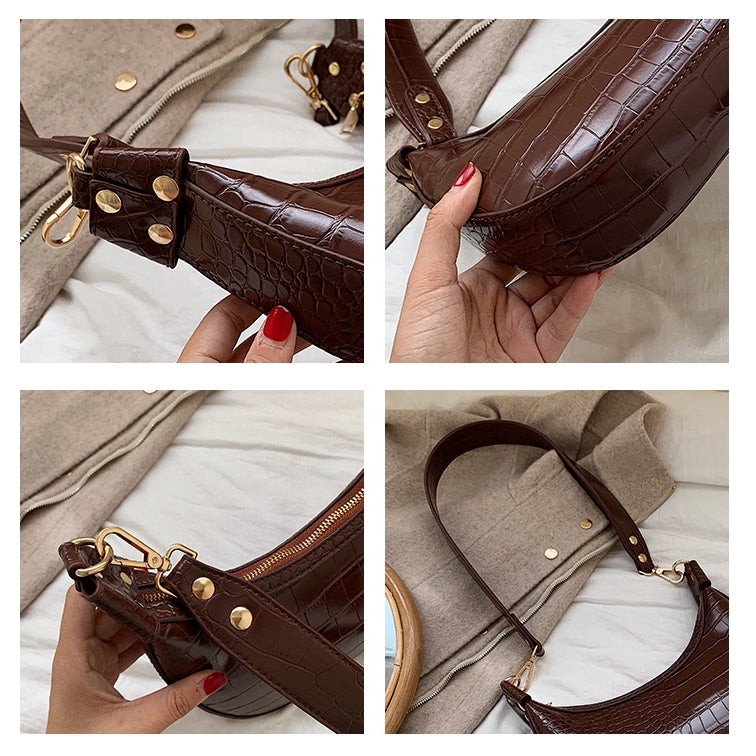 IELGY new fashion crocodile pattern wide shoulder strap portable saddle bag