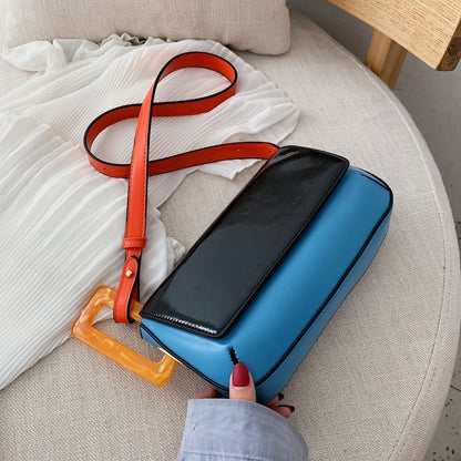 IELGY contrast color is still small and fresh single shoulder small square bag