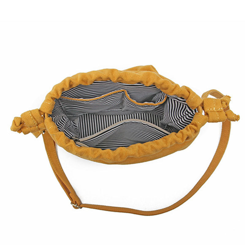 IELGY Korean version Women's bag multi-color optional large capacity canvas drawstring zipper crossbody bucket bag shoulder bag small cloth bag