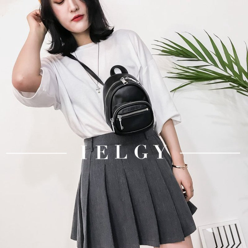 IELGY PU shoulder bag female slung portable iron chain small bag purse