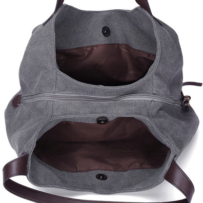 New canvas bag female bag fashion wild art simple shoulder bag multi-compartment leisure big bag
