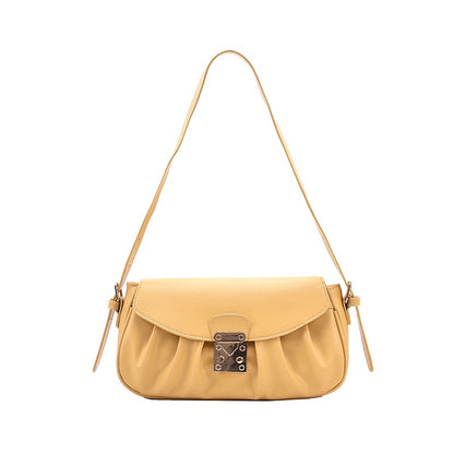 IELGY one shoulder handbag underarm bag green European and American retro Fashion lock buckle large capacity metal decoration adjustable shoulder strap