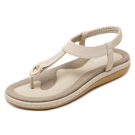 IELGY [Size35-42] Buckle Sandals Women's Casual Seaside Comfortable Plus Size Beach Flats