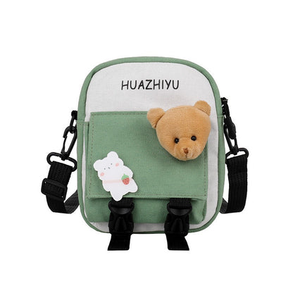 IELGY tide Korean version black mobile phone bag crossbody letters tooling style canvas Summer all-match