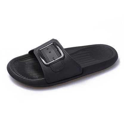IELGY simple and cute square buckle women's slippers home beach non-slip