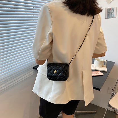 IELGY women's bag all-match diamond chain messenger bag black small square bag