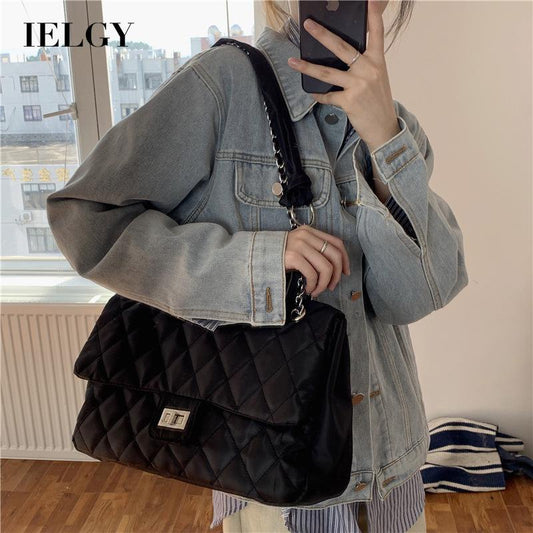 IELGY Women's Bags New Rhombus Large-capacity Nylon Bags Retro Chains Diagonal Shoulder Tote Bags