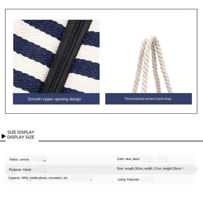 IELGY summer creative print striped one-shoulder cotton bag storage bag European and American fashion female bag