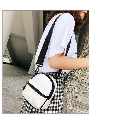 IELGY Laser wide shoulder strap small square bag casual messenger bag