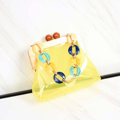 IELGY Korea Acrylic Wood Clip Transparent Jelly Pack Handbag Shoulder Messenger Bag