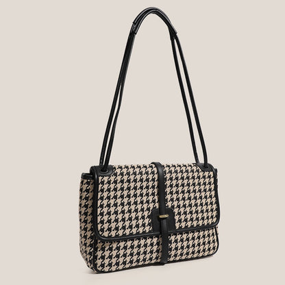IELGY Korean retro one-shoulder small square bag lattice flap