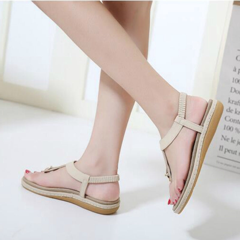 IELGY [Size35-42] Buckle Sandals Women's Casual Seaside Comfortable Plus Size Beach Flats