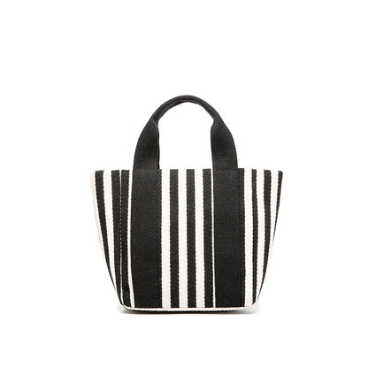 IELGY Simple striped canvas bag, small fresh canvas handbag, messenger handbag