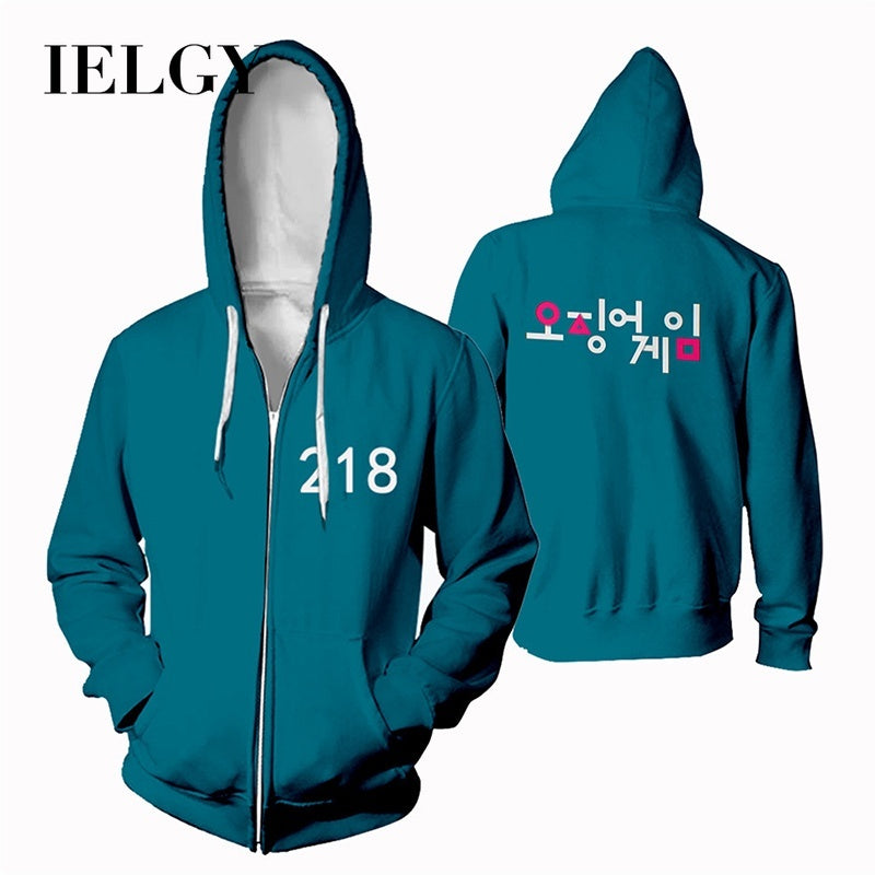 IELGY Plus size Squid Game Squid Game Zipper Park Hae Soo Korean Drama Sportswear Plus Size Sweatshirt Jacket