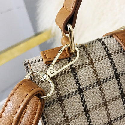 IELGY Women's bag portable all-match one shoulder lock plaid fashion casual square crossbody