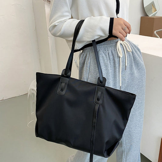 IELGY Women's bag, One shoulder Black Zipper Large capacity Fashion Khaki Double root Large Casual