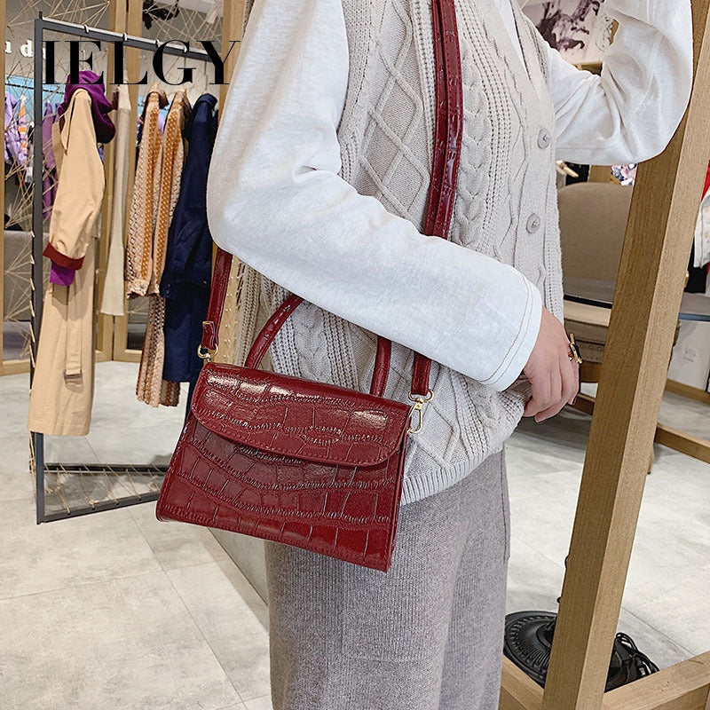 IELGY portable small square bag stone shoulder bag diagonal package