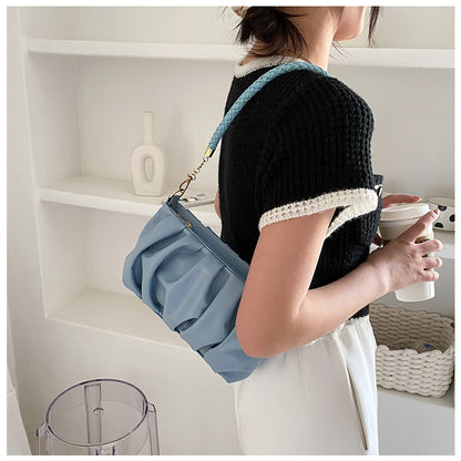 IELGY Folding bag female Korean shoulder bag trend Joker atmosphere solid color clouds diagonal bag