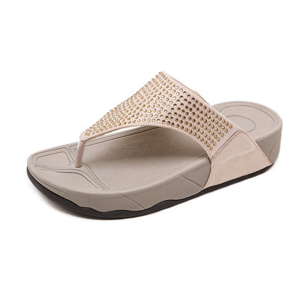 IELGY [Size35-41] Thick sandals and slippers women beach wedge comfortable slip-on large sandals