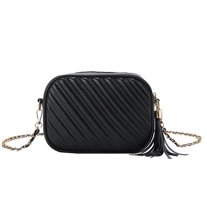 IELGY Black Market On Lingge Retro Women's Chain Crossbody Bag Fashion PU Western Style
