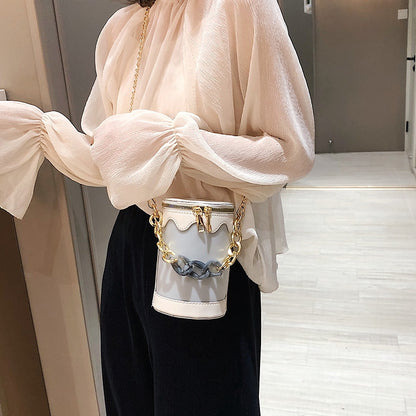 IELGY New Cylindrical Chain Bag Tote Bag Fashion Shoulder Crossbody Bag