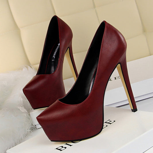 IELGY Stylish high heels simple 13.5CM thin with waterproof platform sexy thin wild shoes