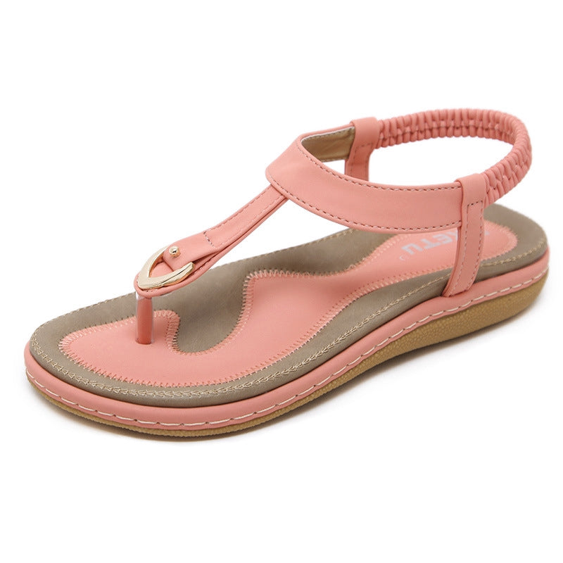 IELGY [Size35-42] Buckle Sandals Women's Casual Seaside Comfortable Plus Size Beach Flats