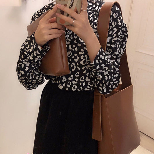 IELGY Retro Crossbody Bucket Simple Women's bag Casual One shoulder Fashion Korean All-match