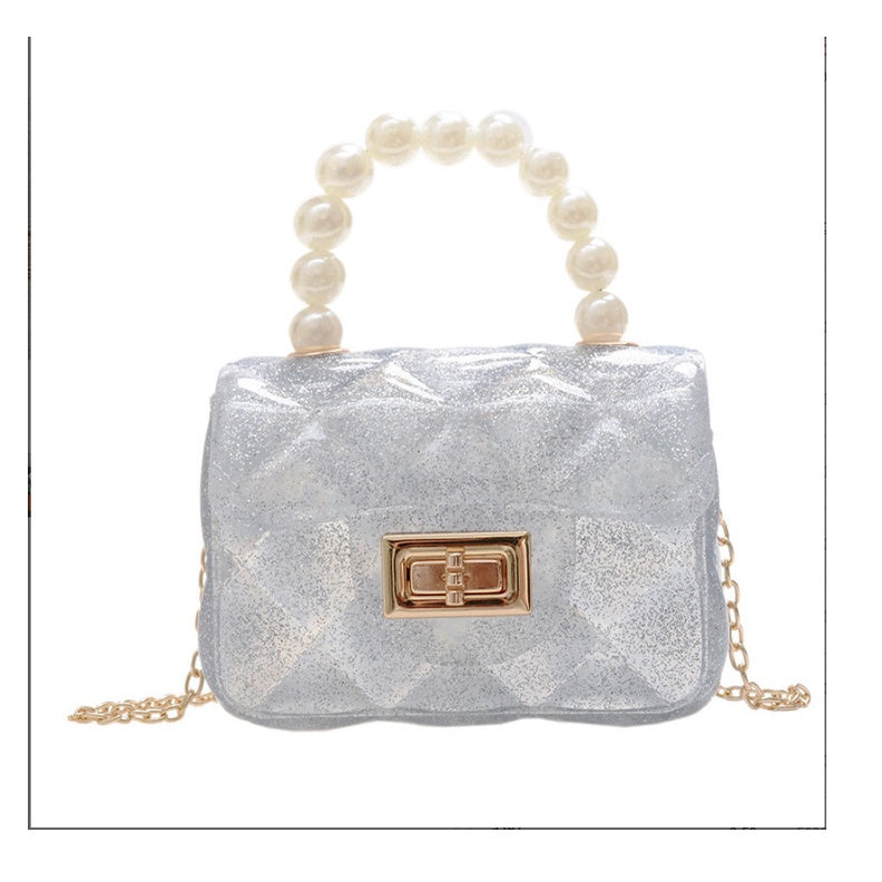 IELGY New jelly chain pearl handbag rhombus women's bag