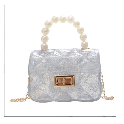 IELGY New jelly chain pearl handbag rhombus women's bag