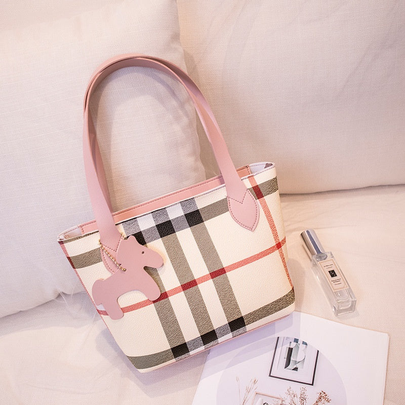 IELGY Change Storage Scottish check Everyday Fashion Light Makeup Brown small bag Print Women's handbag