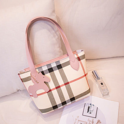 IELGY Change Storage Scottish check Everyday Fashion Light Makeup Brown small bag Print Women's handbag