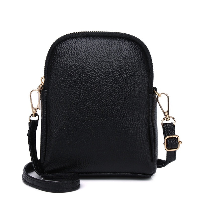 IELGY New contrast color small round bag lychee pattern one-shoulder messenger mobile phone bag for women