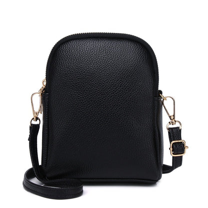 IELGY New contrast color small round bag lychee pattern one-shoulder messenger mobile phone bag for women