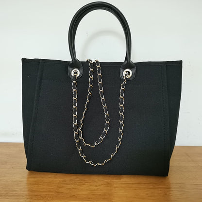 IELGY all-match canvas design sense large-capacity chain tote shopping bag