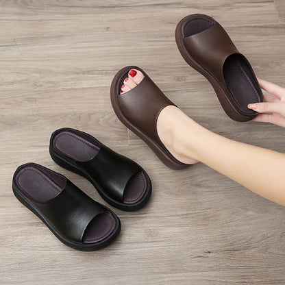 IELGY Comfortable Slippers Women's Outing Wedge Fish Mouth Korean Large Size